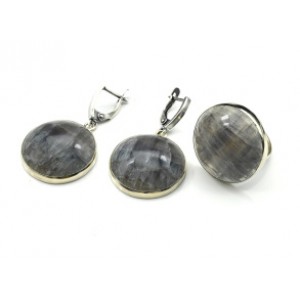 Кольцо и серьги с флюоритом "Круг"