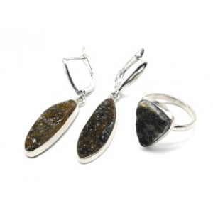 Кольцо и серьги халцедон