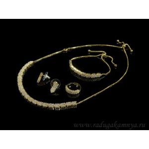Набор с фианитами цвет золото, 45см, 19см (иск.)