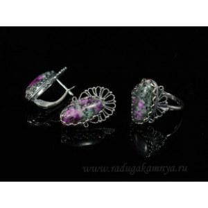 Кольцо и серьги цоизит