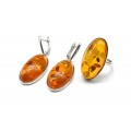 Набор с янтарём кольцо, серьги овал 18*32мм цвет светло-коньячный, 10,2г (иск.) Набор с янтарём кольцо, серьги овал 18*32мм цвет светло-коньячный, 10,2г (иск.)