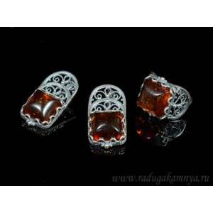 Набор с янтарём кольцо, серьги "кармен" 16*31мм коньячный,  (иск.)