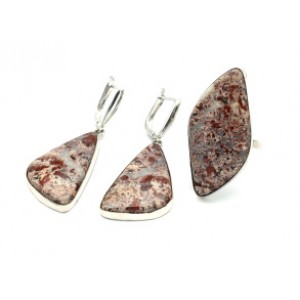 Кольцо и серьги яшма уральская "Грация"