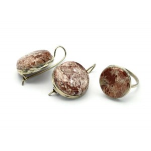 Кольцо и серьги яшма