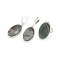 Кольцо и серьги яшма уральская "Овал"