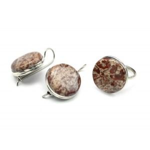 Кольцо и серьги яшма