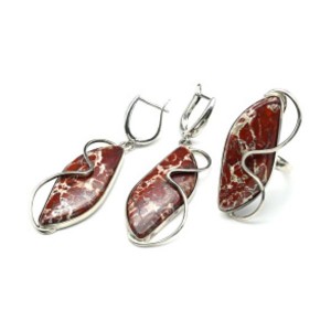 Кольцо и серьги с яшмой