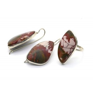 Кольцо и серьги яшма пикассо