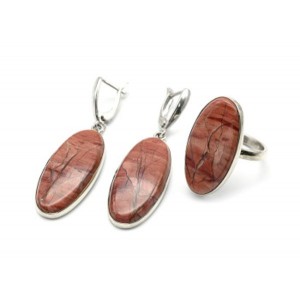 Кольцо и серьги яшма "Овал"