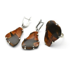 Кольцо и серьги яшма "Пикассо"