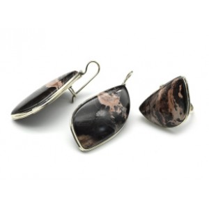 Кольцо и серьги с яшмой уральской "Грация"