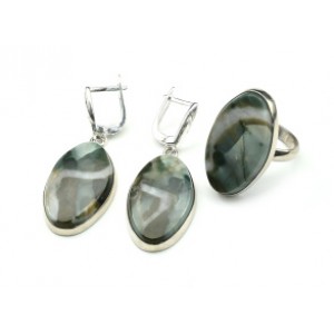 Кольцо и серьги с яшмой "Овал"