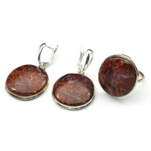 Кольцо и серьги с яшмой "Овал" Кольцо и серьги с яшмой "Овал"