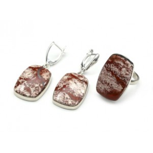 Кольцо и серьги из яшмы "Прямоугольник" Кольцо и серьги из яшмы "Прямоугольник"