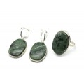 Кольцо и серьги лиственит "Овал"