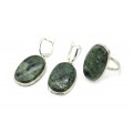 Кольцо и серьги лиственит "Овал"