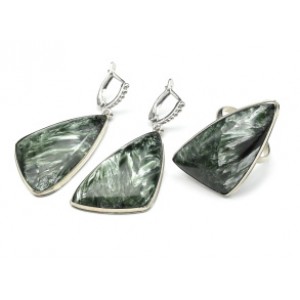 Кольцо и серьги серафинит " Грация "