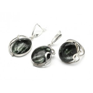 Кольцо и серьги с серафинитом