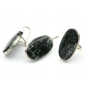 Кольцо и серьги серафинит "Овал"