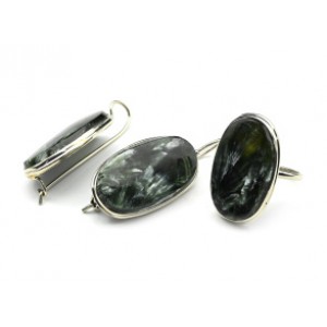 Кольцо и серьги серафинит "Овал"