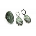 Кольцо и серьги серафинит "Овал"