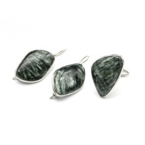 Кольцо и серьги серафинит "Грация"