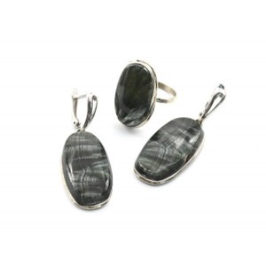 Кольцо и серьги серафинит "Овал"