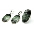 Кольцо и серьги серафинит "Овал"