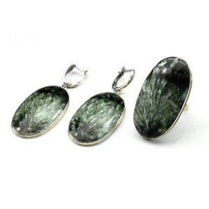 Кольцо и серьги серафинит "Овал"