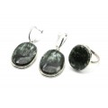 Кольцо и серьги серафинит "Овал"