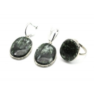 Кольцо и серьги серафинит "Овал"