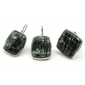 Кольцо и серьги серафинит