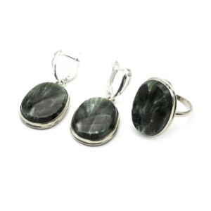 Кольцо и серьги серафинит "Овал"