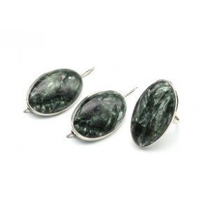 Кольцо и серьги серафинит "Овал"