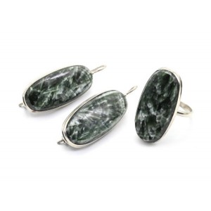 Кольцо и серьги серафинит "Овал"