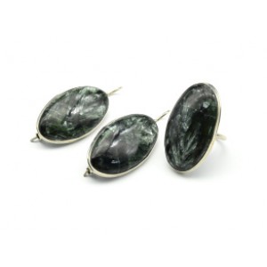 Кольцо и серьги серафинит "Овал"