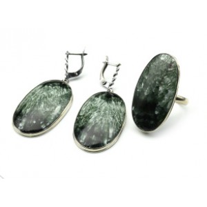 Кольцо и серьги серафинит "Овал"