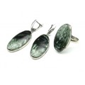 Кольцо и серьги серафинит "Овал"