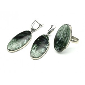 Кольцо и серьги серафинит "Овал"