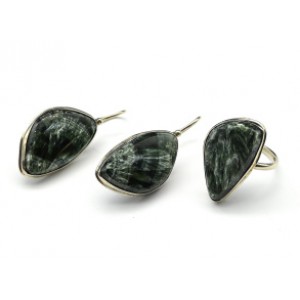 Кольцо и серьги серафинит "Грация"