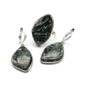 Кольцо и серьги серафинит "Грация"