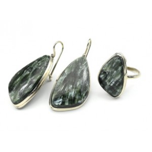 Кольцо и серьги серафинит "Грация"