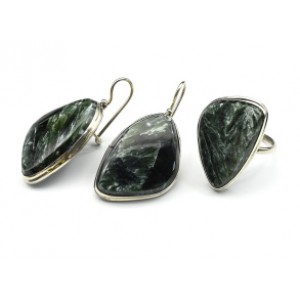 Кольцо и серьги серафинит "Грация"