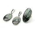 Кольцо и серьги серафинит "Овал"