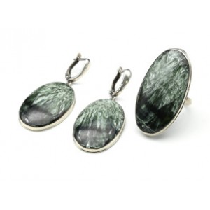 Кольцо и серьги серафинит "Овал"