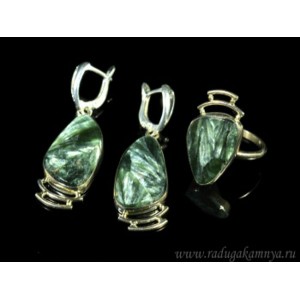 Кольцо и серьги серафинит