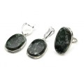 Кольцо и серьги серафинит "Овал"