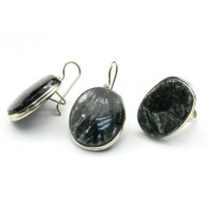 Кольцо и серьги серафинит "Овал"