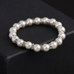 Браслет жемчуг "Невеста" бусины d=1, со стразами, цвет белый (пластик, стразы, бижутерный сплав)
