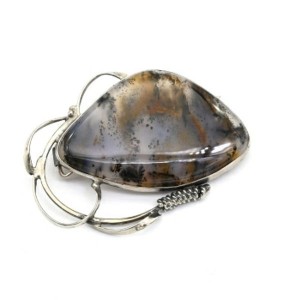 Брошь агат моховой 47*35мм.
